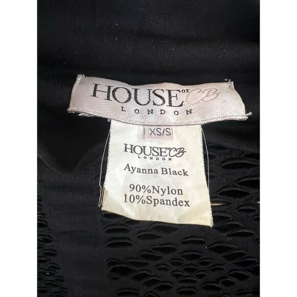 House London Bodycon Leotard Bodysuit Shirt Black Cutout - Picture 3 of 11